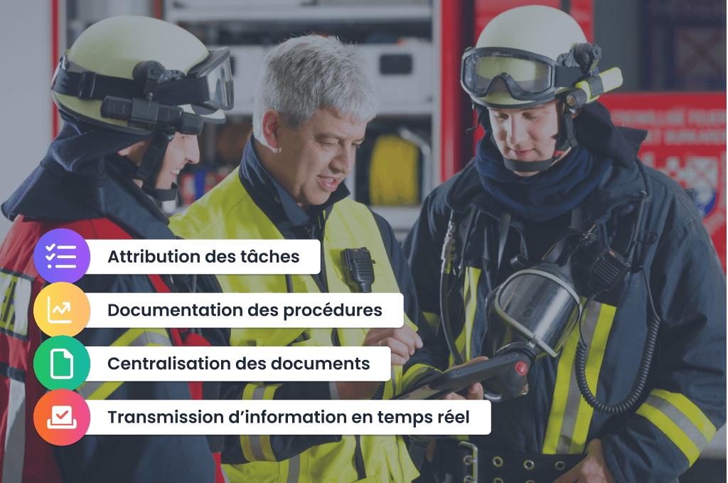 Logiciel pour les procédures pompier et l'envoi automatique des tâches liées aux interventions